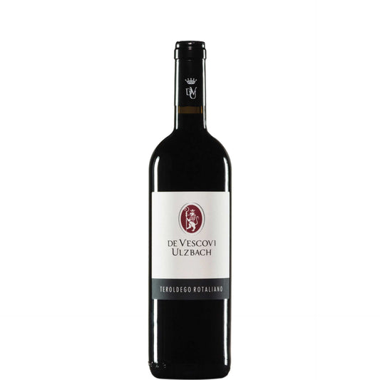 Teroldego Rotaliano De Vescovi Ulzbach - vino rosso trentino foto bottiglia su sfondo bianco